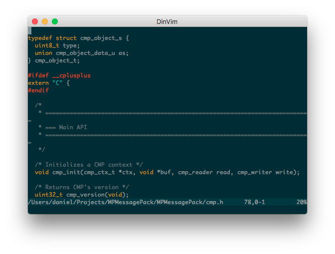 DinVim code editor screenshot